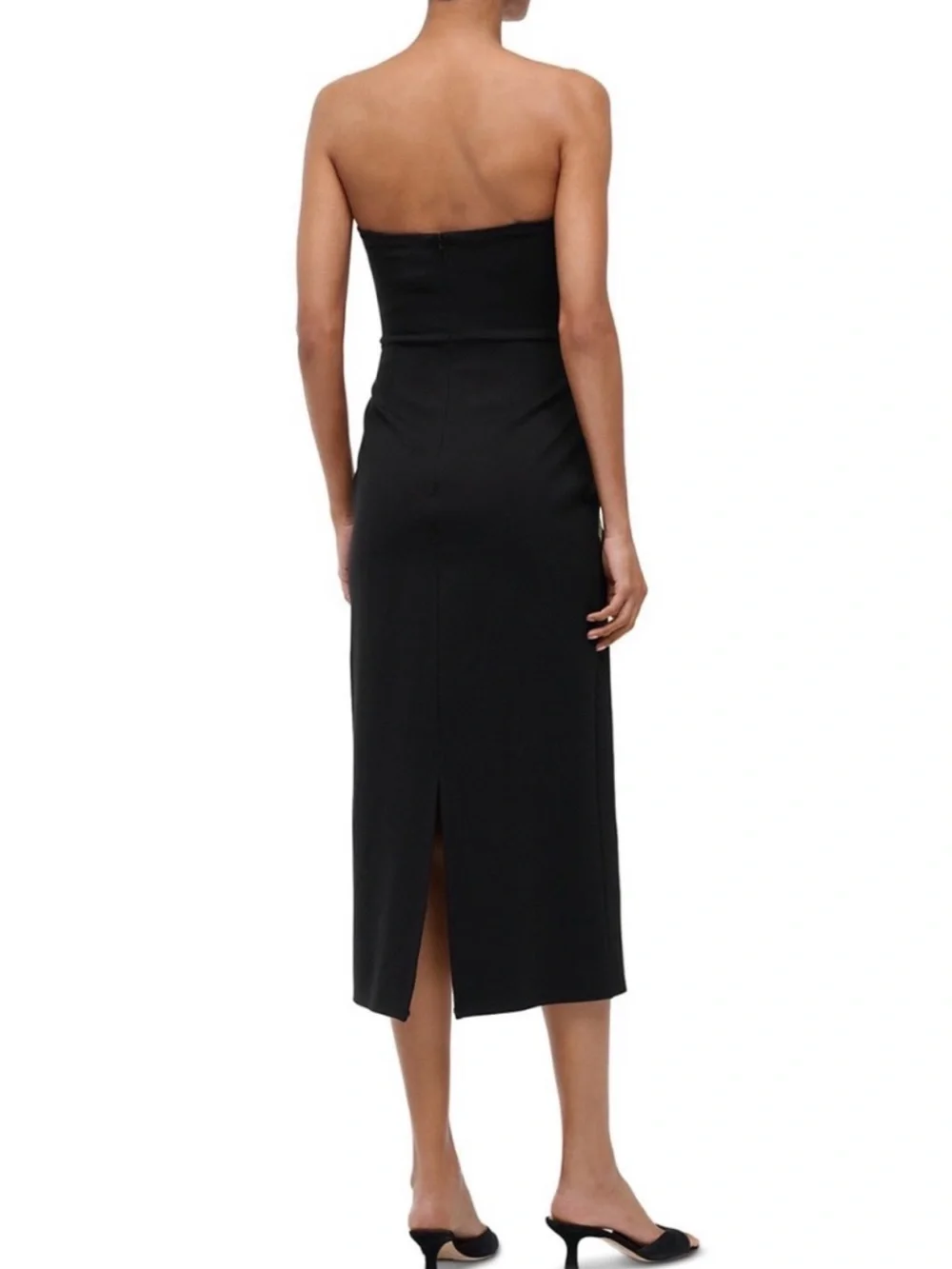 STAUD Brooke Floral Beaded Strapless Cocktail Midi Dress in Dahlia Daydream - Picture 5 of 11